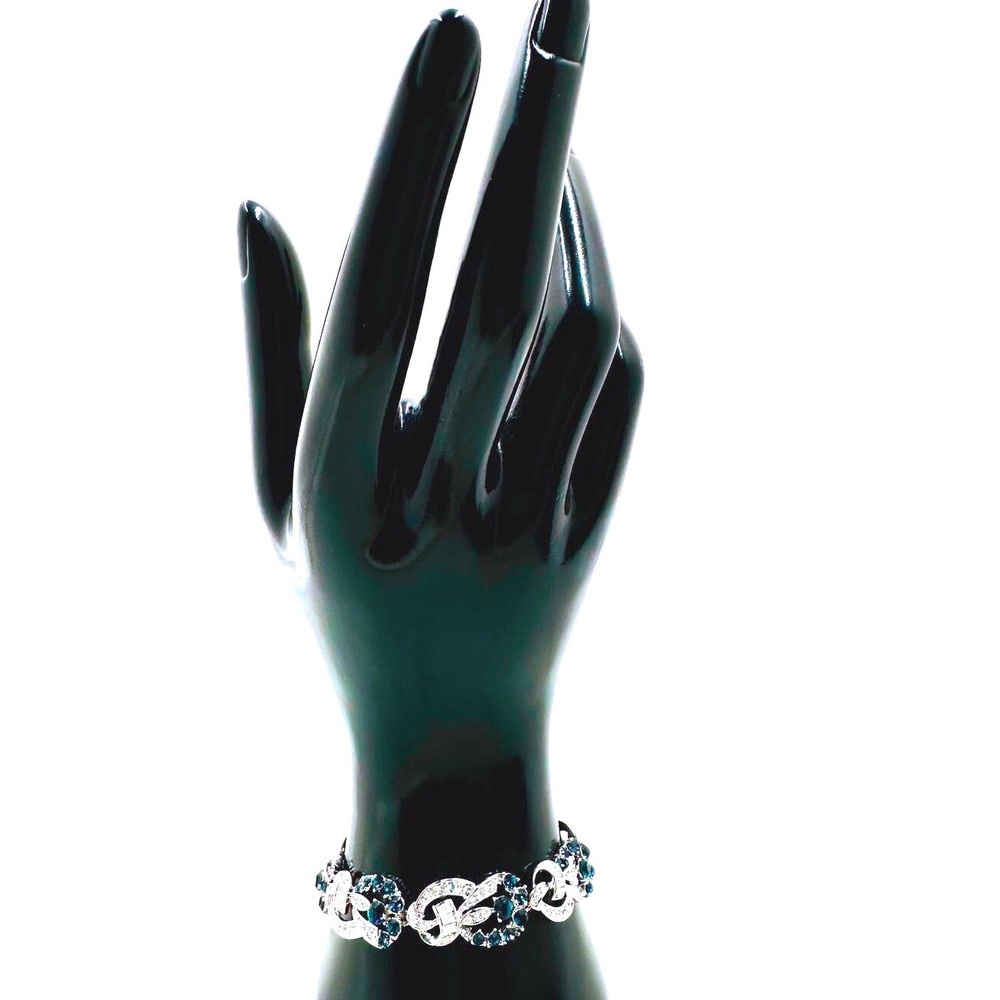 Rare Camrose & Kross JBK Jackie Kennedy Blue Crystal Bracelet Silver Tone Clasp